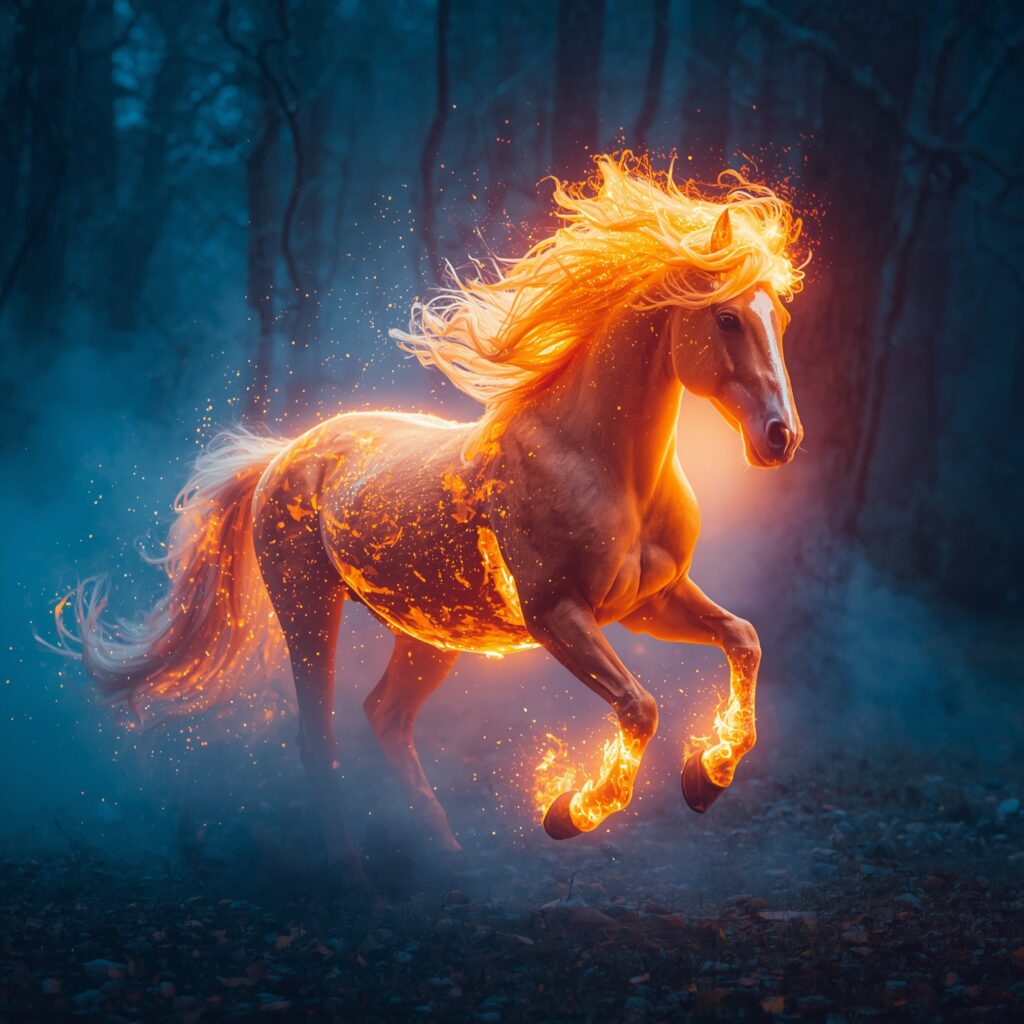 50+ Amazing Fantasy Animal Wallpapers for Unique Backgrounds 17 Lucid Origin Mystical horse with a flowing mane made of fire g 2
