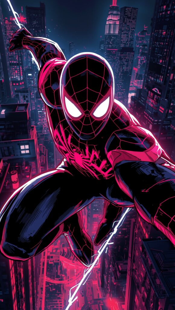 Stunning Collection of Wallpapers – HD, 4K, and Aesthetic Backgrounds 8 Lucid Origin A dynamic neon illustration of a masked superhero 1