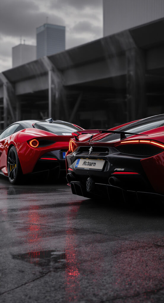 Cars Wallpaper 4K | HD Supercar wallpaper 8 a red and black sports cars parked on a wet road